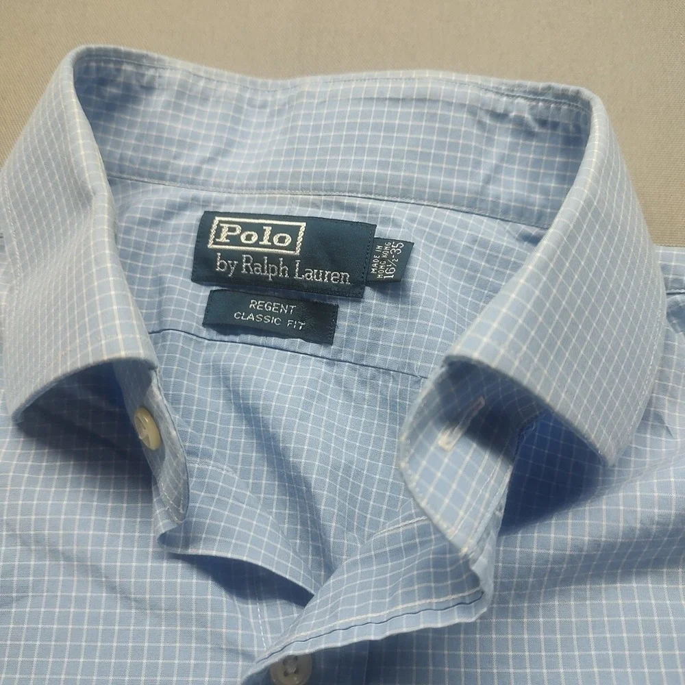 Polo by‎ Ralph Lauren Men's Blue Dress Shirt Size 16 1/2-35